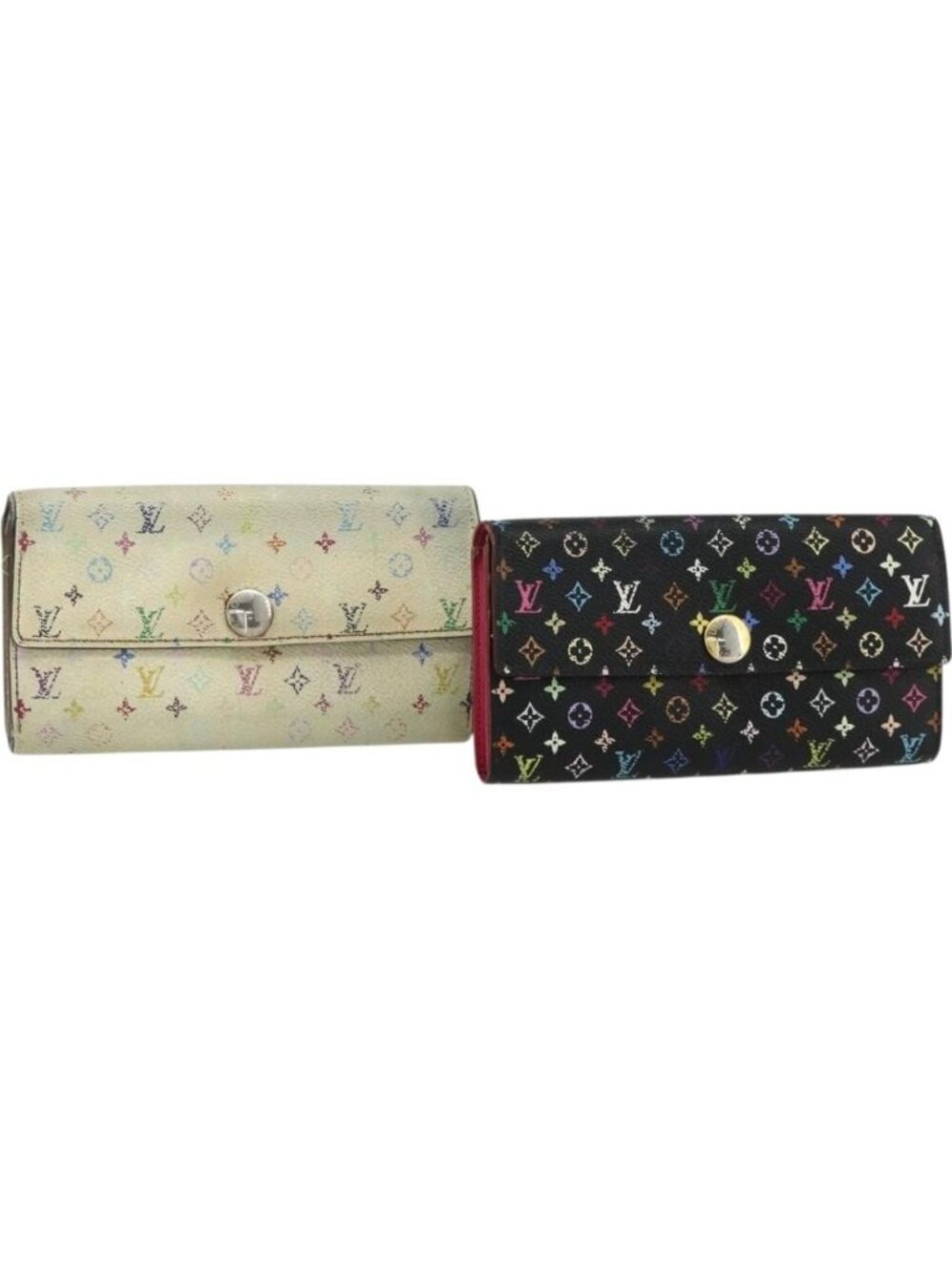 LOUIS VUITTON Multicolor Portefeuille Sarah 2 Set White Black